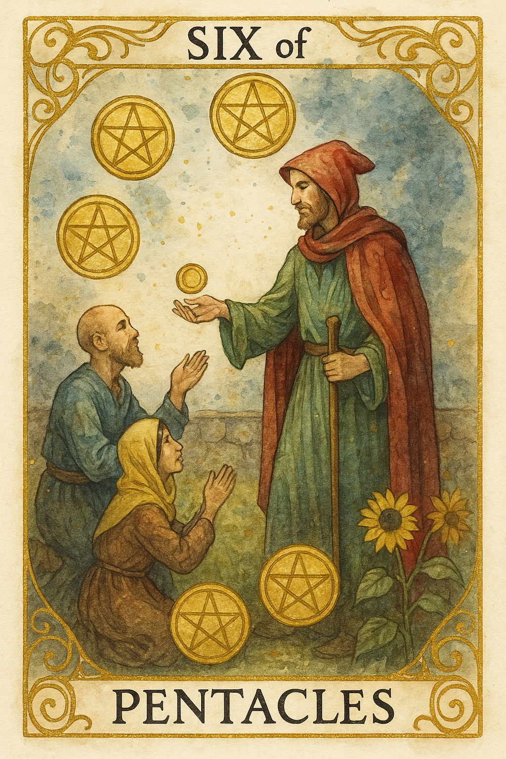 Six of Pentacles Tarot Card